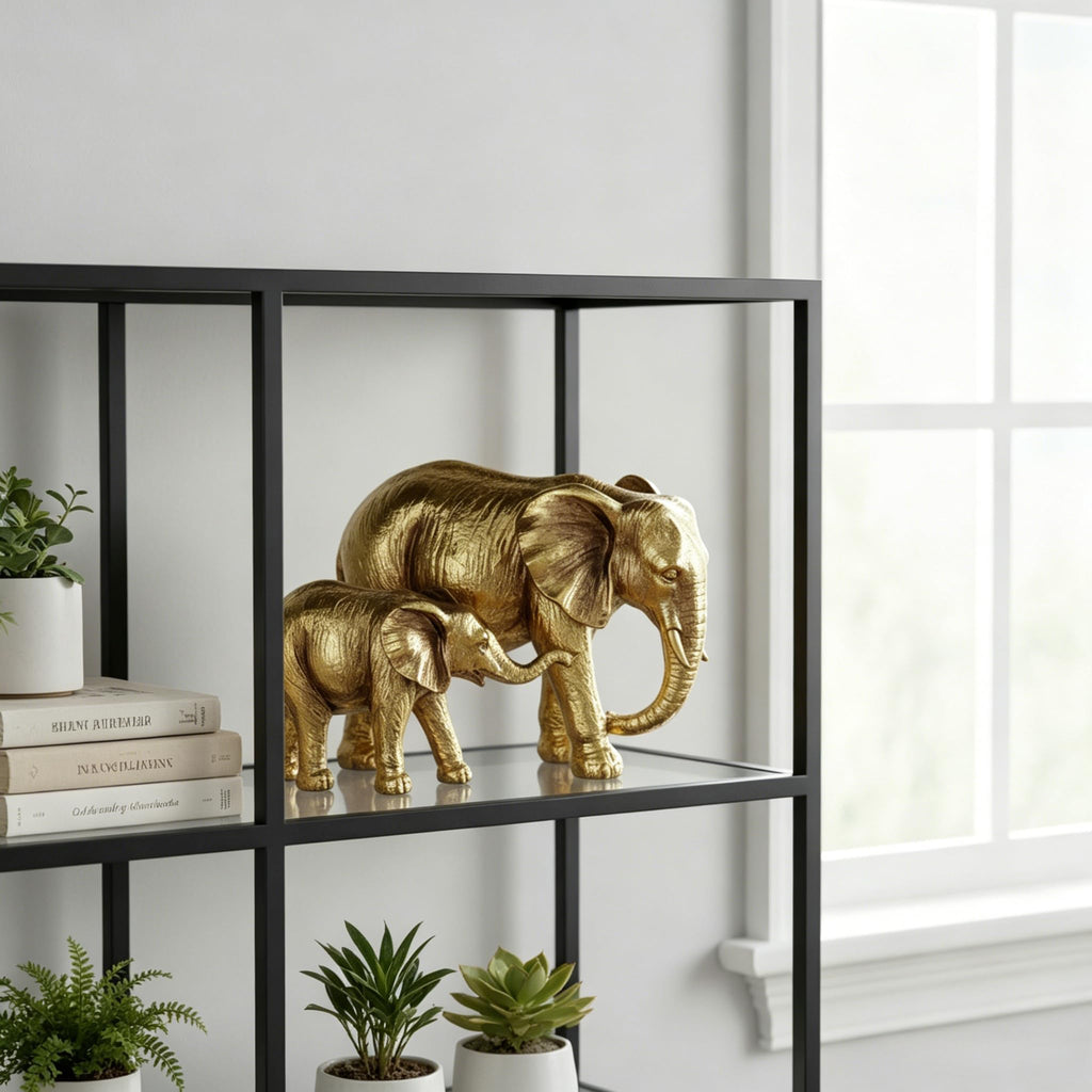 Large Elephant Statue Home Decor Indoor - Mother & Child Sculptures, Luxury Resin Statue Entryway Table Shelf Accent