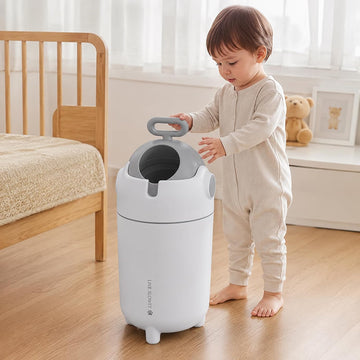 12L Baby Diaper Pail Odor Locking with Airtight Lid & Child Safe Lock,White