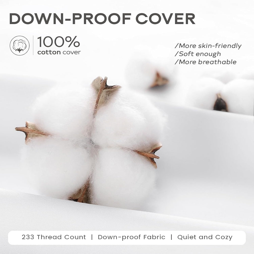Down and Feather Throw Pillow Inserts 22x22 Soft Fluffy Pillow Inserts with 100% Down-Proof Cotton Cover - Set of 2