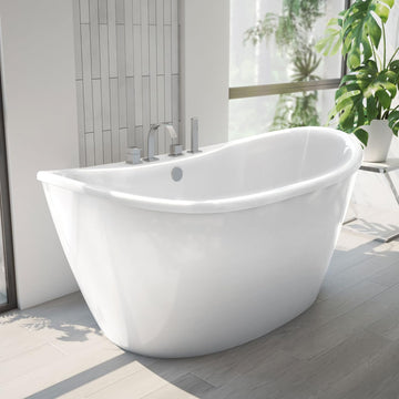 Caspian 60 inch L x 27 inch H White Acrylic Freestanding Bathtub