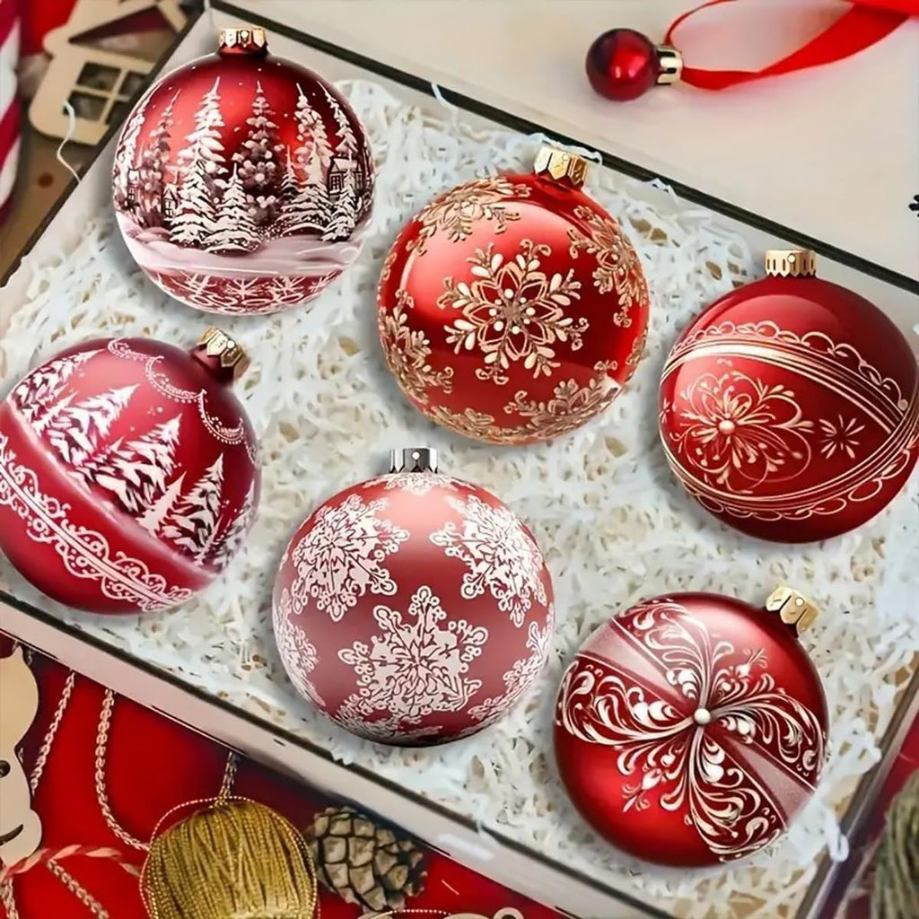 Christmas Wooden Ornaments Santa Gift Ball Tree Decorations Xmas Trees Snowflake Design Ornament for Tree Cute - Set of 12