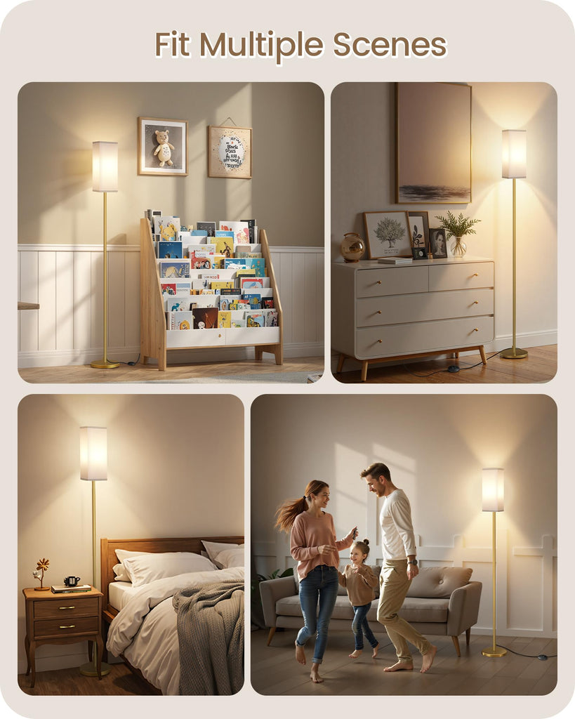 2Pack Floor Lamp, Pole Lamp with Foot Switch, Modern Standing Lampshade, Minimalist Freestanding Lamp (Bulb Not