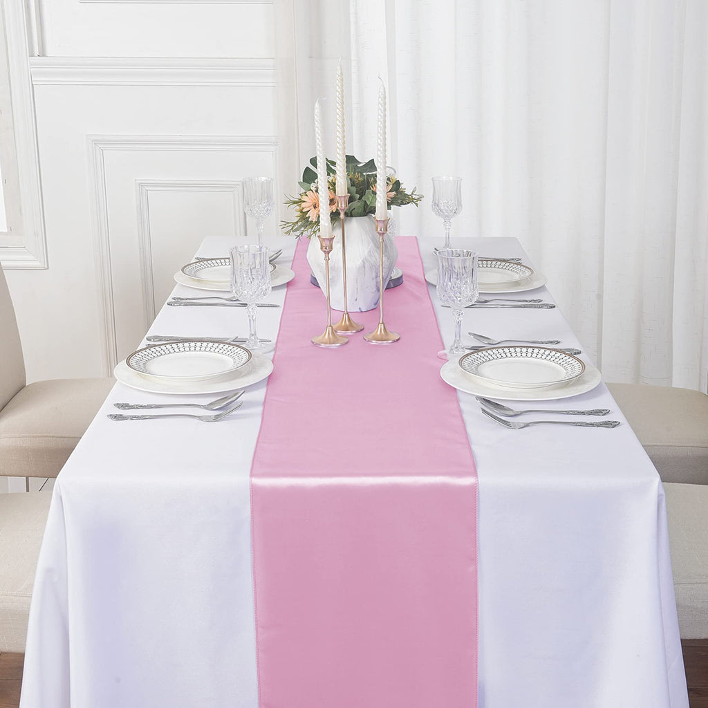 24Pack Table Runner 12 x 108 Inches Satin Silk Table Runner for Wedding, Birthday Party, Banquets, Graduations
