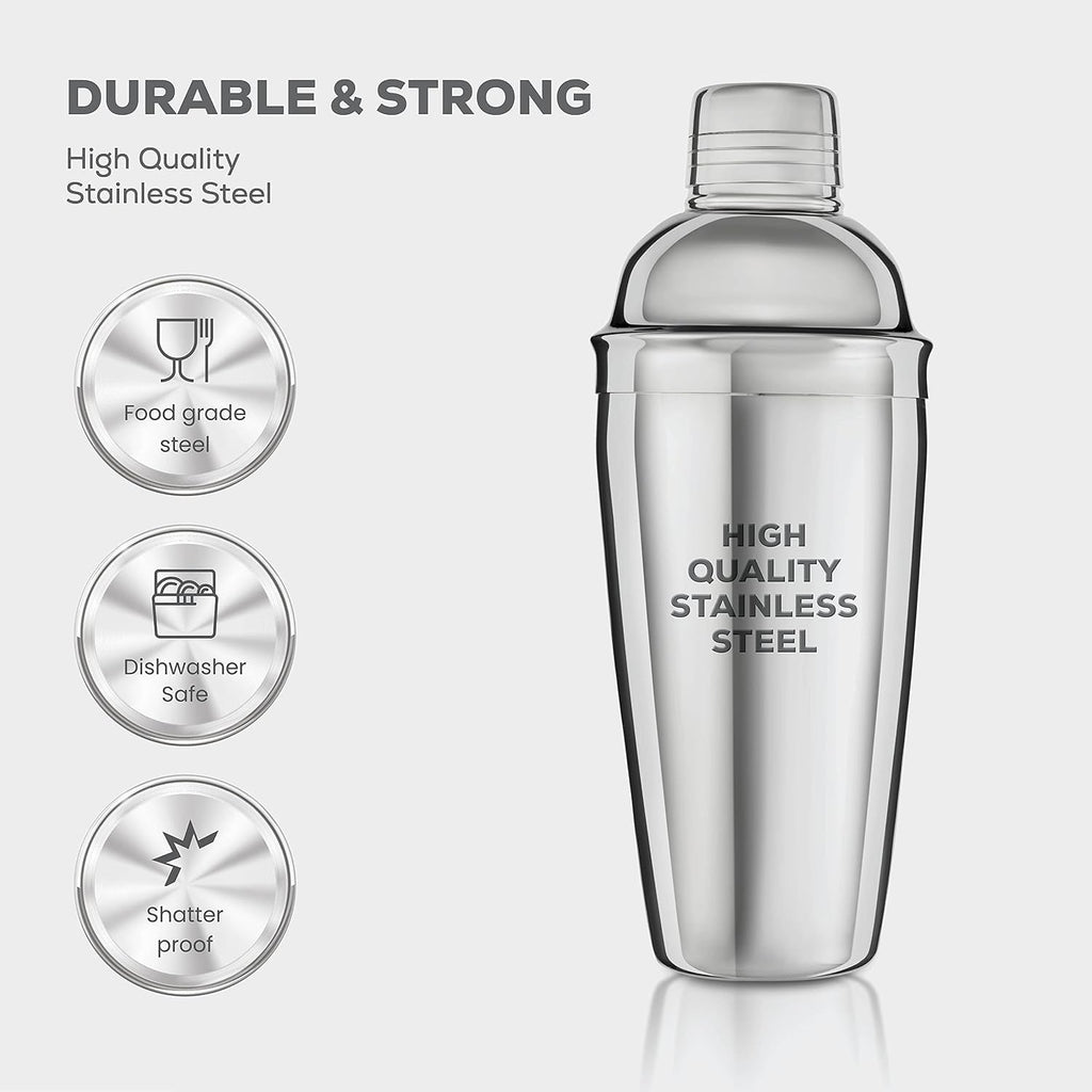 Stainless Steel Cocktail Shaker Set, 10-Piece Bartender Kit - Set of 14