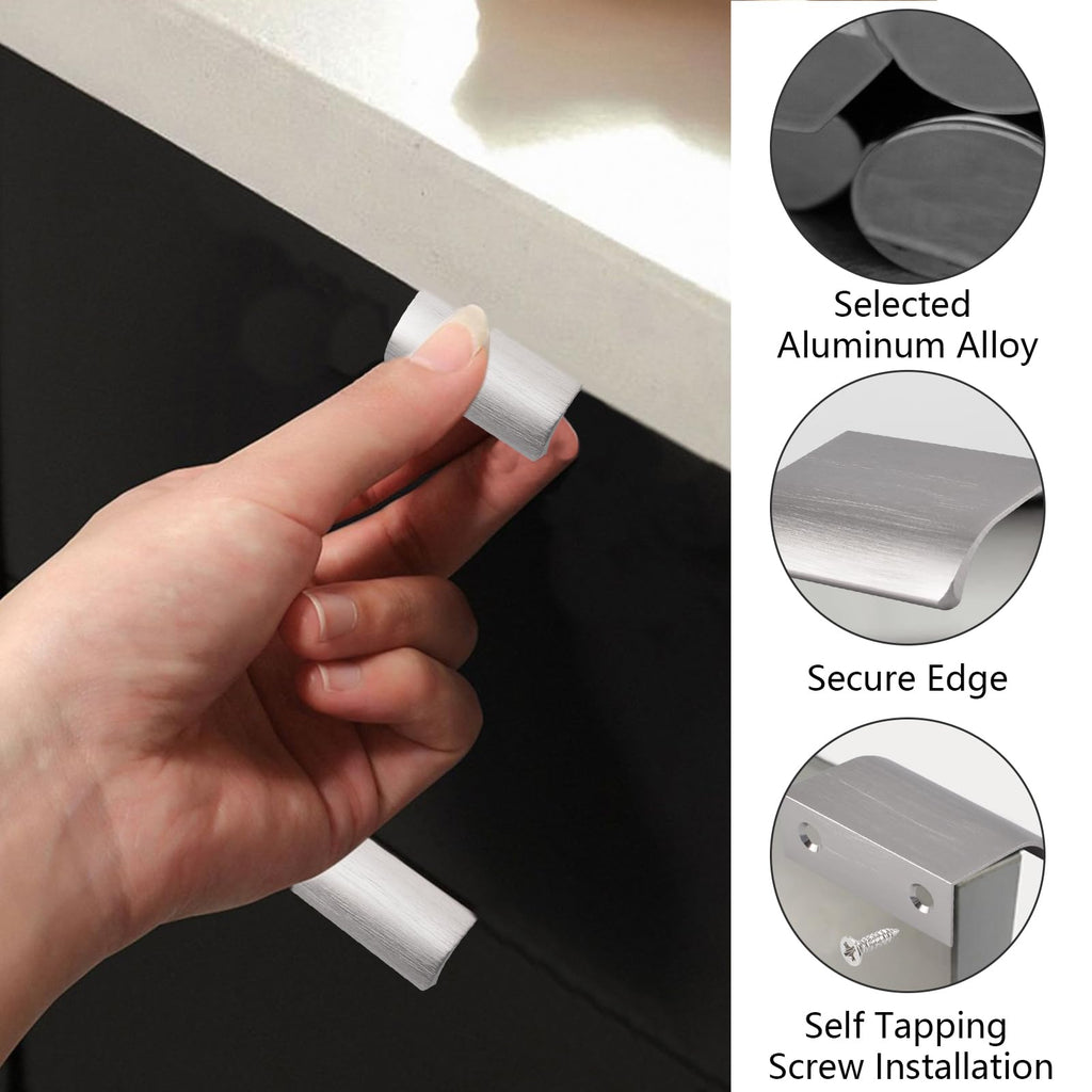 Finger Edge Pull, 8pcs Concealed Handle Modern Style Drawer Handles, Aluminum Alloy Invisible Handle Wardrobe Pulls