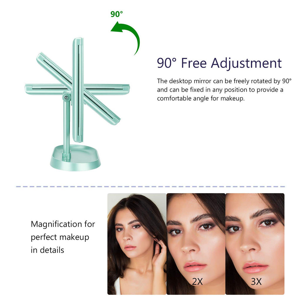 Trifold Lighted Vanity Makeup Mirror with 21 LED Lights,1x/2x/3x Magnification Touch Screen Dimming,Two Power