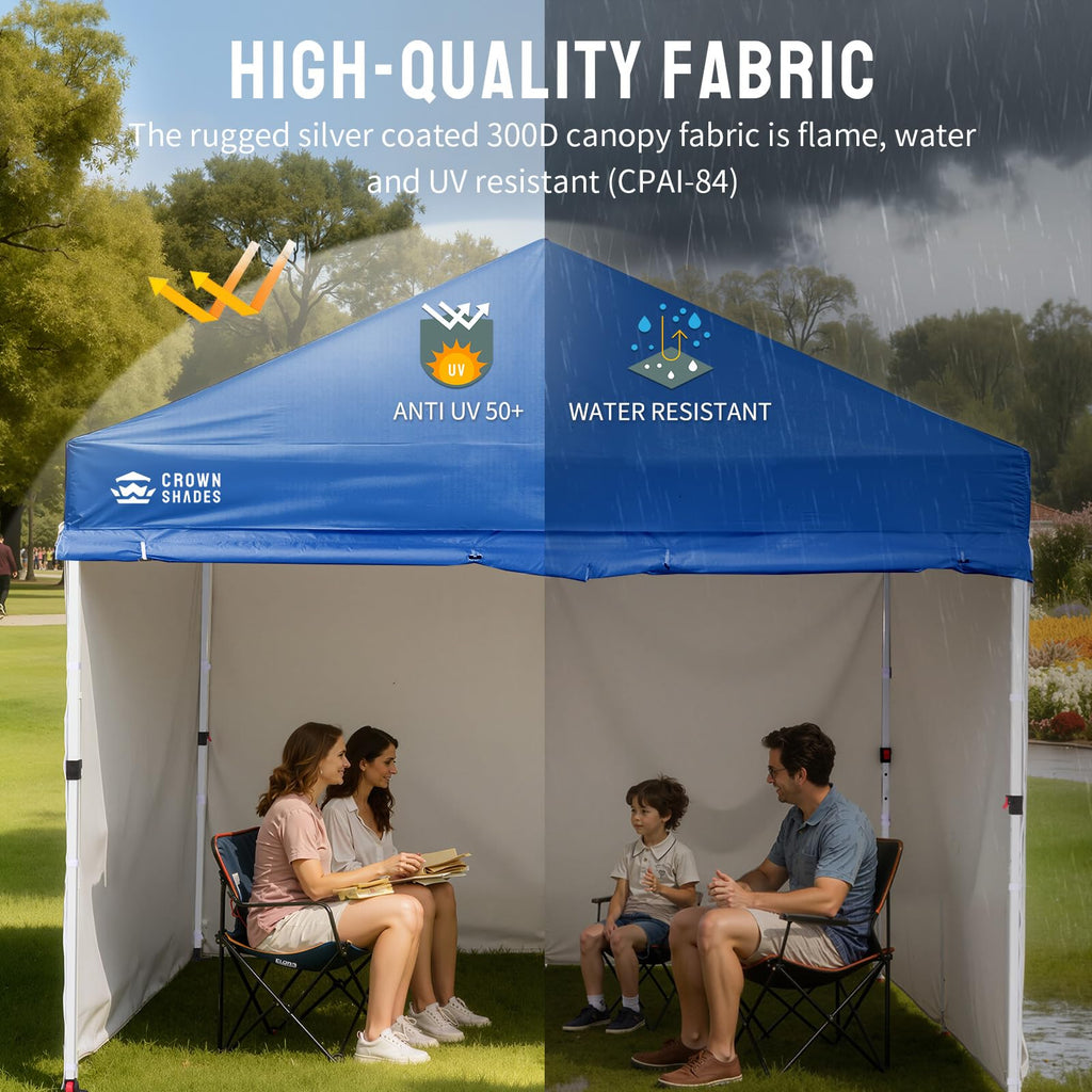10X10 Commercial Pop Up Canopy Tent with Sidewalls, Blue