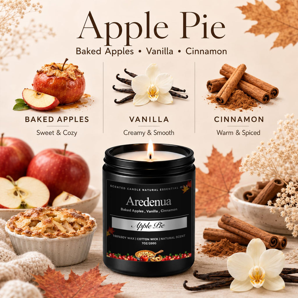 Fall Candles, Apple Pie Scented, Autumn Seasonal Candle