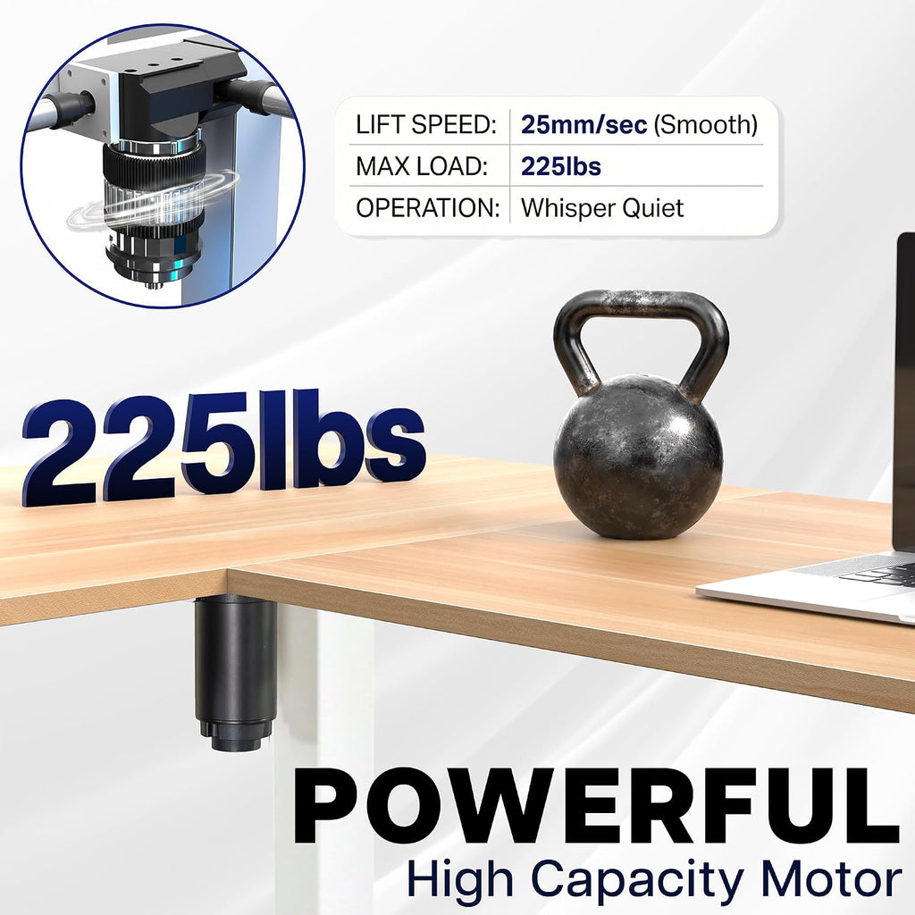Black 63 x 55 in Corner Standing Desk, DESK-E3CTGB | Electric, Holds 225 lbs, Reversible L-Shaped Table, Sit Stand