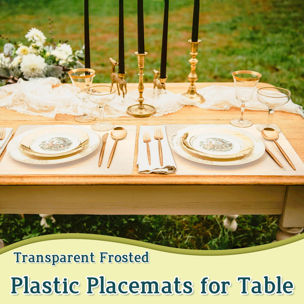 30 Pack Clear Plastic Placemats 17x11 Inch, Wipeable Table Mats Washable Plastic Place Mats for Dining Table