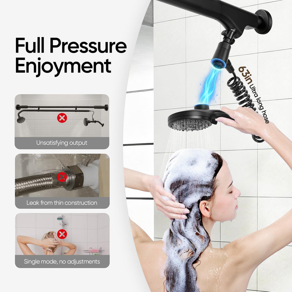 [] High Pressure Dual Shower Head for Couples 53-78" Adjustable