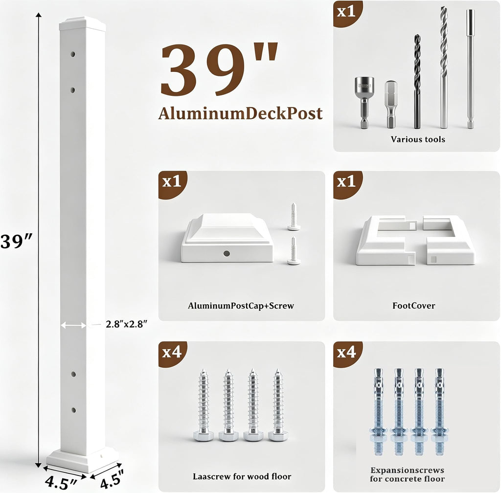 39IN Deck Railing Kit for Stairs