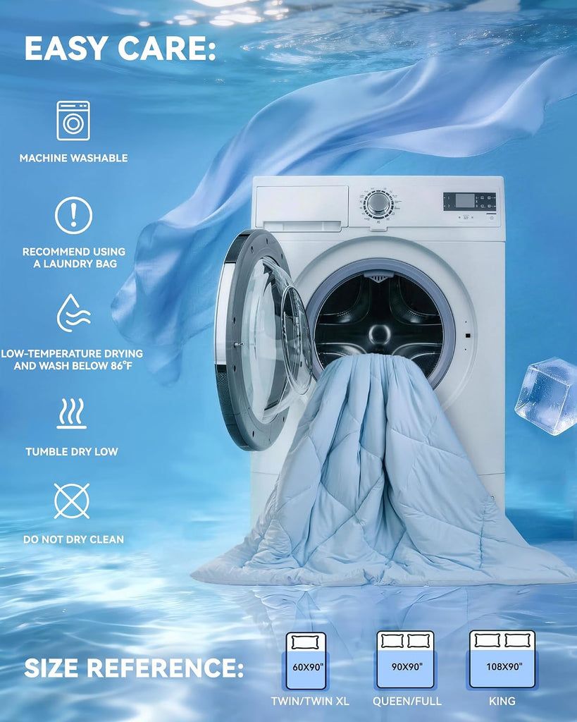 Cooling Comforter King Size Q-Max >0.48, Double-Sided Cooling Blankets for Hot Sleepers, Silky Soft Nylon Spandex