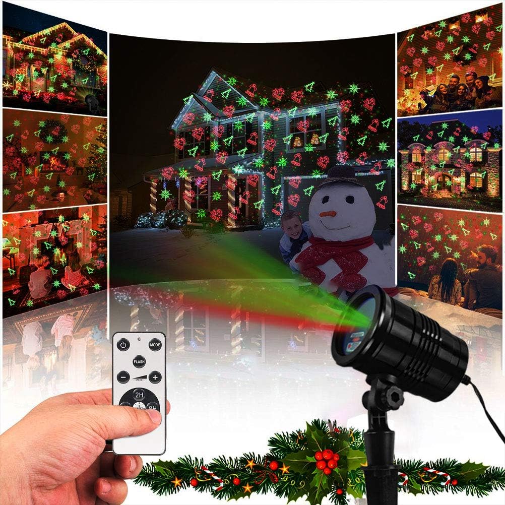 Christmas Projector Lights Outdoor Holiday Laser Lights Landscape Spotlight Red and Green with 360 Accessibility