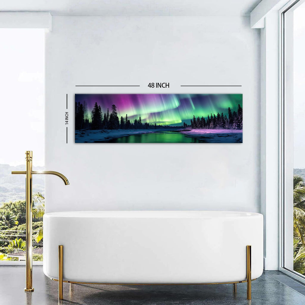 Northern Lights Wall Art Decor Aurora Forest Pictures Wall Decor Aurora Borealis Landscape Canvas Prints Painting