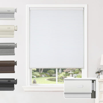 No Tools No Drill Window Blinds for Indoor Windows, Blackout Shades Cellular Shades Cordless, No Drill Blinds for