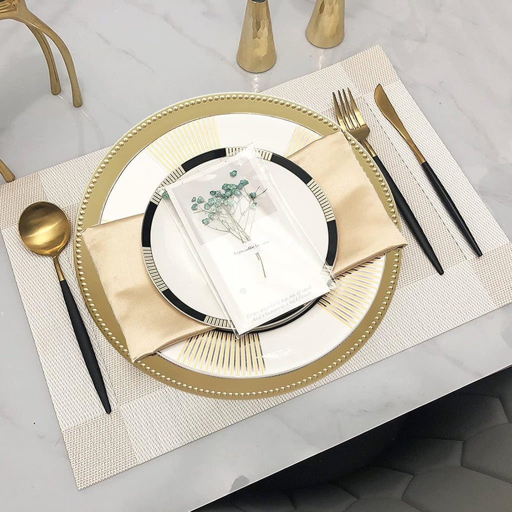 Gold Plastic Charger Plates - Set of 12