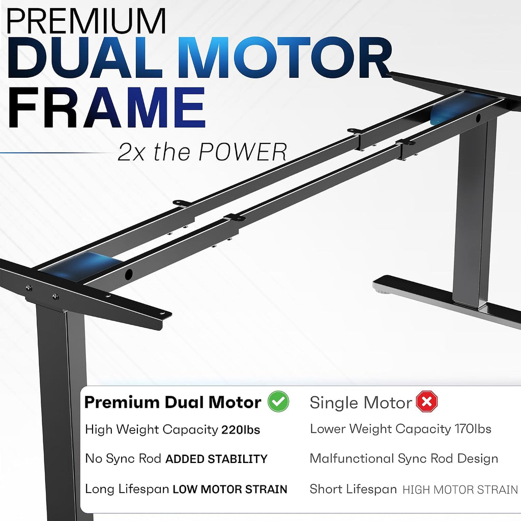 Dark Gray 71 x 30 in Standing Desk, DESK-KIT-E2B71G | Electric, Dual Motor, Holds 220 lbs, Sit Stand, Height