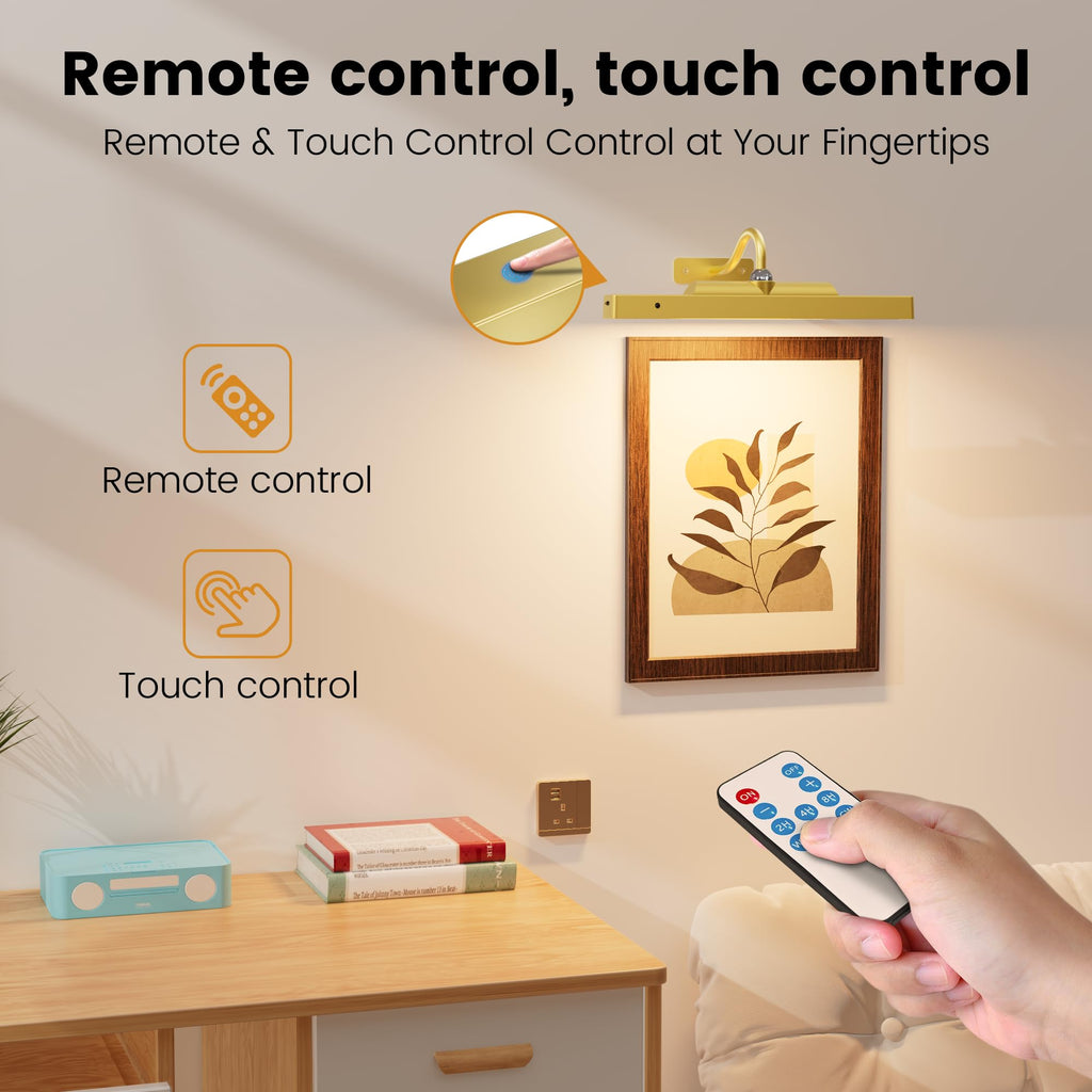 4 Pack Picture Art Above Light Set, 12" Wireless Battery Picture Lighting, Remote Control Timer 3 Color Temps