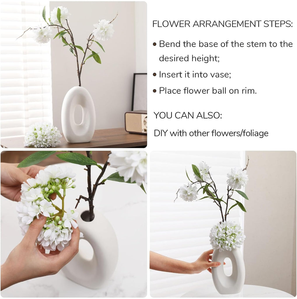Fake Flower Bouquet and Vase Set, Faux Flower Arrangement for Decorating Living Room and Offices, Realistic