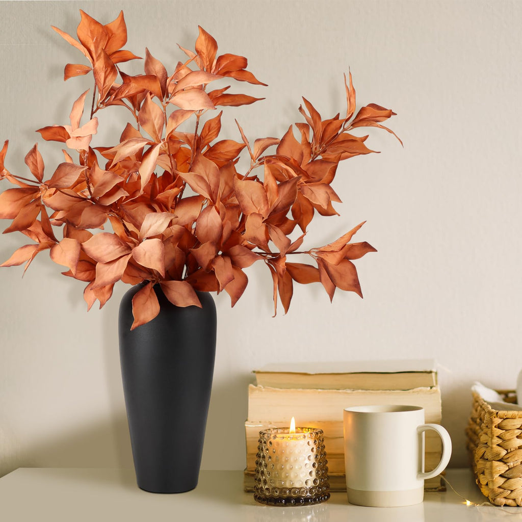 3 Pcs 33" Fall Artificial Filbert Leaves Stem Fall Decor, Caramel