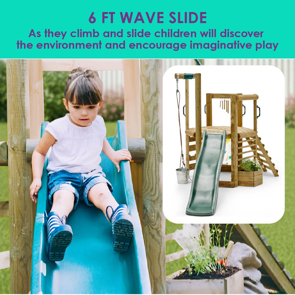 Discovery Wooden Outdoor Playset, Toddler Slide, Playground Sets For Backyards, Kids Yard Play Equipment with