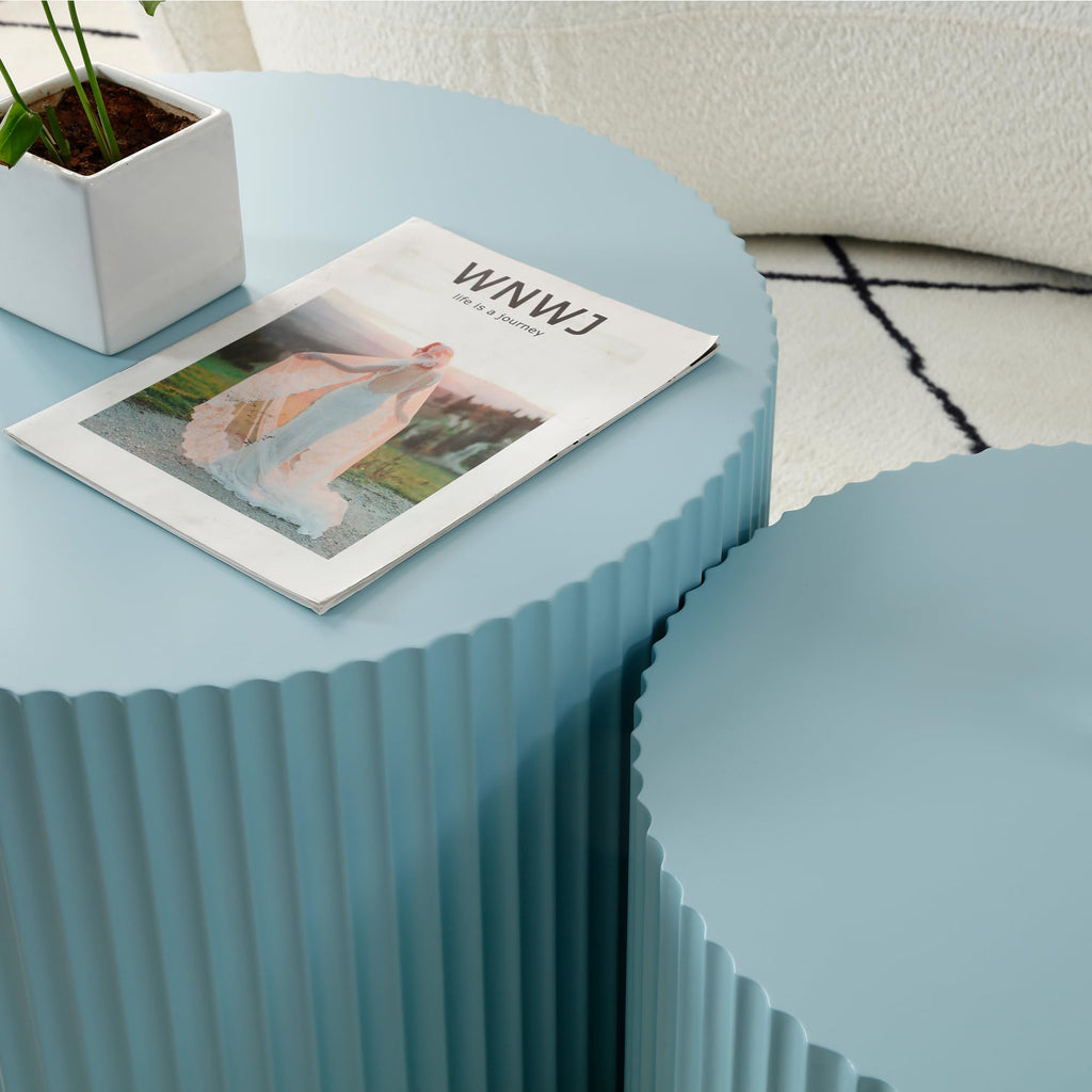 Nesting Coffee Tables Set of 2, 23.6" Round Coffee Tables