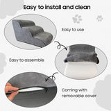 Pet Stairs for Small Dogs and Cats, Comfortable Curved Design with Waterproof Cover