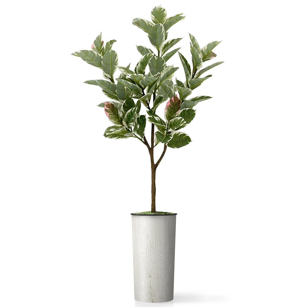 Tree in Modern Swirl Pattern Planter, Fake Rubber Silk TRE for Indoor and Outdoor Home Decoration - 70" Overall Tall