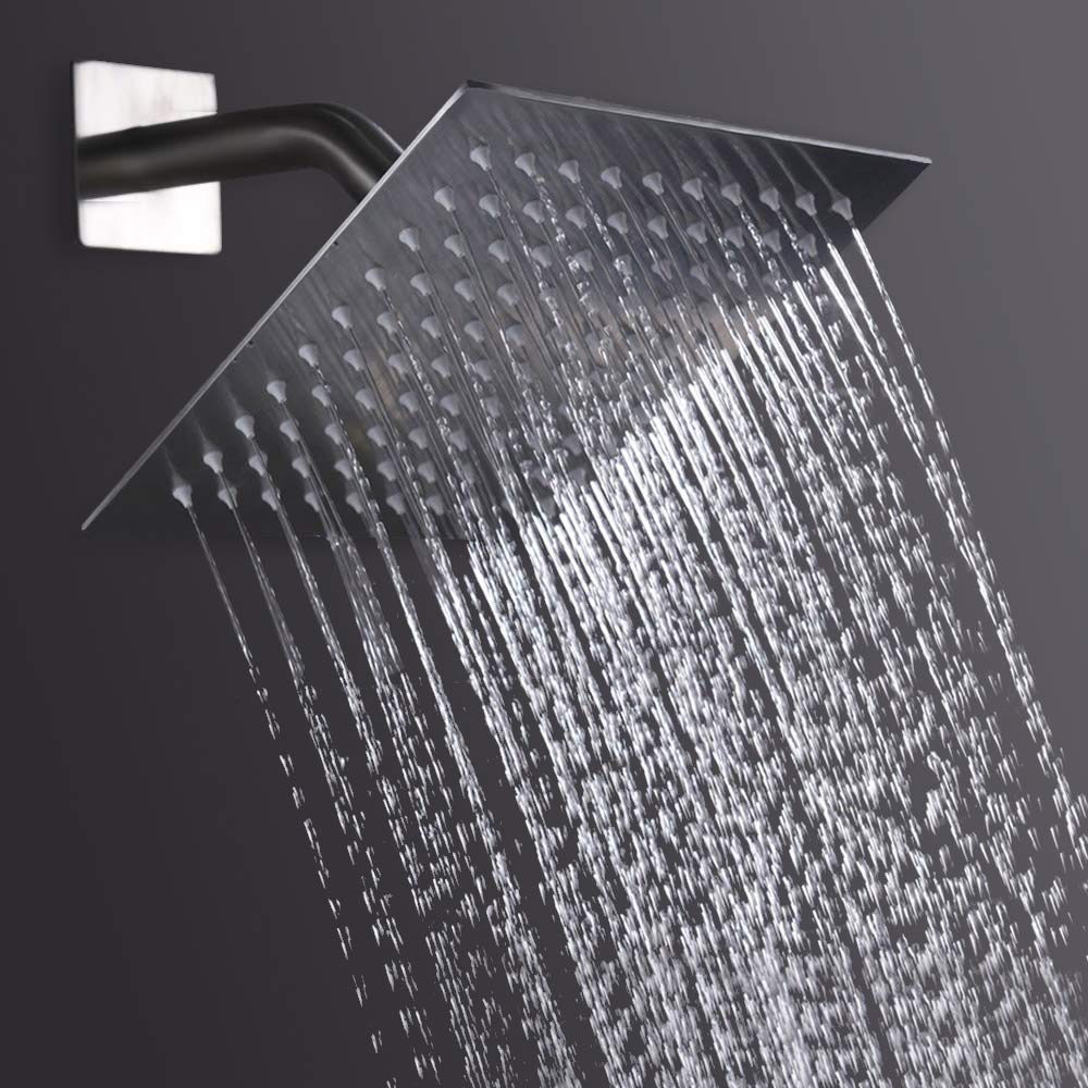 Rain Shower Head, High Flow Stainless Steel Square Rainfall Shower, High Pressure Design, Awesome Shower Experience
