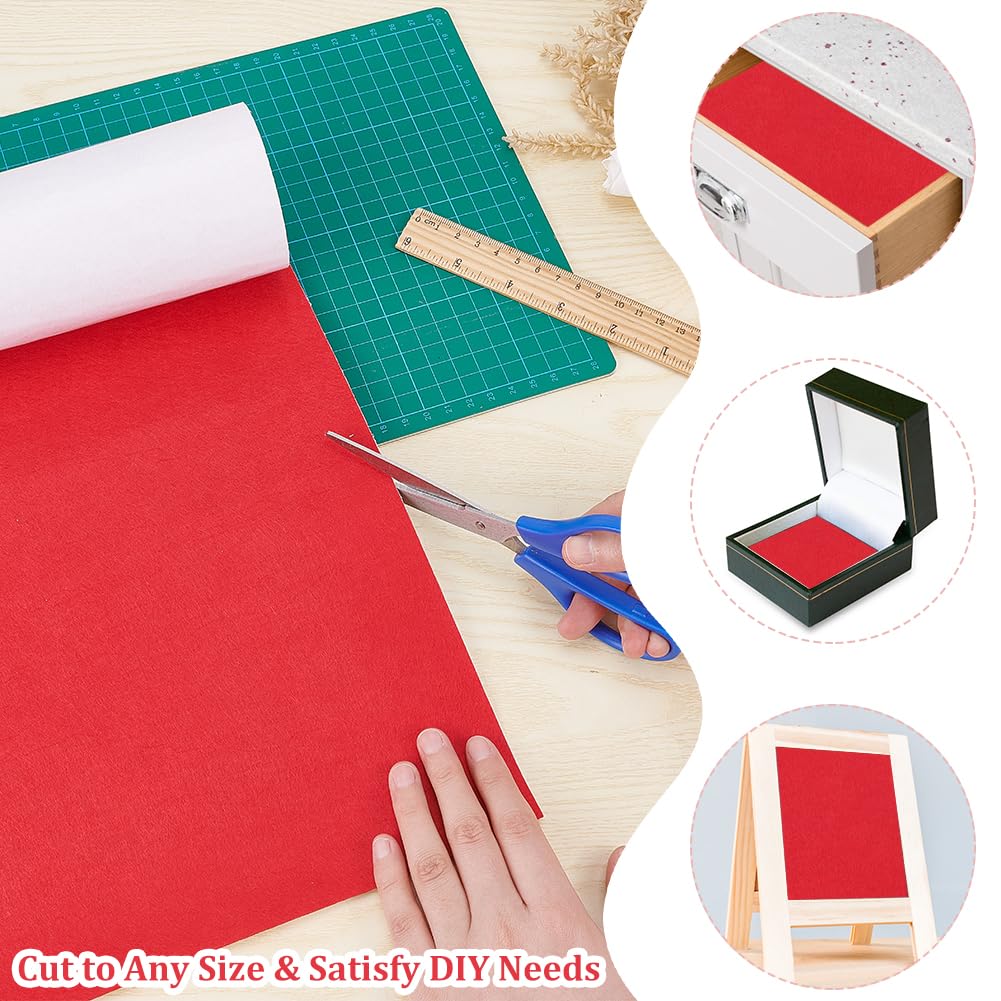 15.7" x 78.7" Red Self-Adhesive Felt Fabric, 1mm Thick