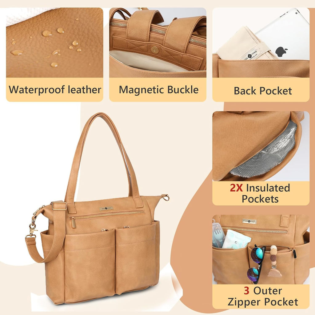 Leather Diaper Bag Backpack Baby Leather Diaper Bag Tote