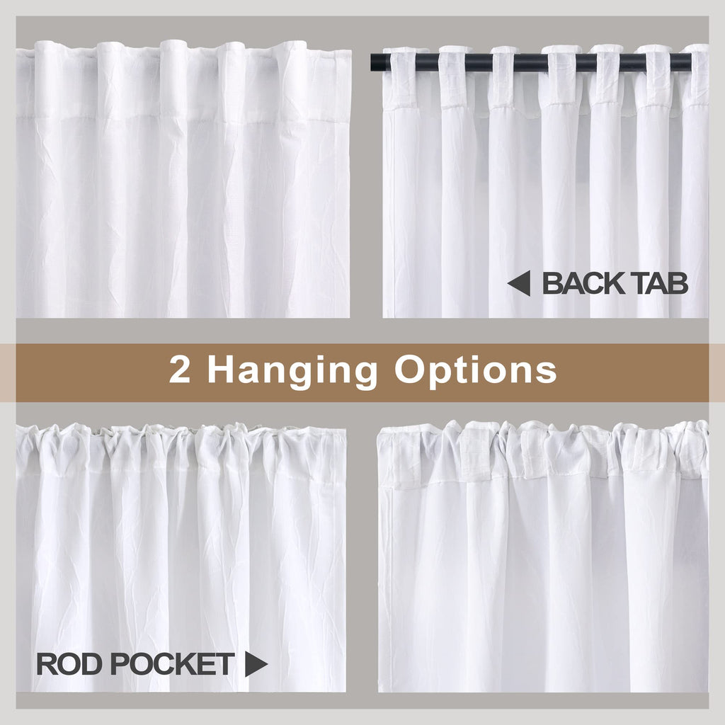 White Unique Curtains 90 Inch Length 2 Panel Back Tab Pocket Drape Damask Geometric Rustic Neutral Vintage Decorative