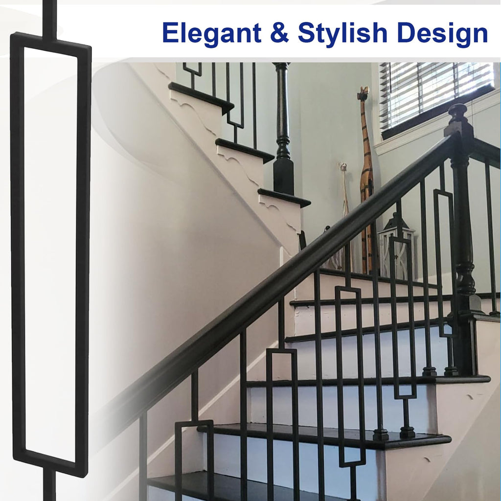 10 Pack Iron Balusters, 44" Hollow Stair Spindles with Swivel Shoes
