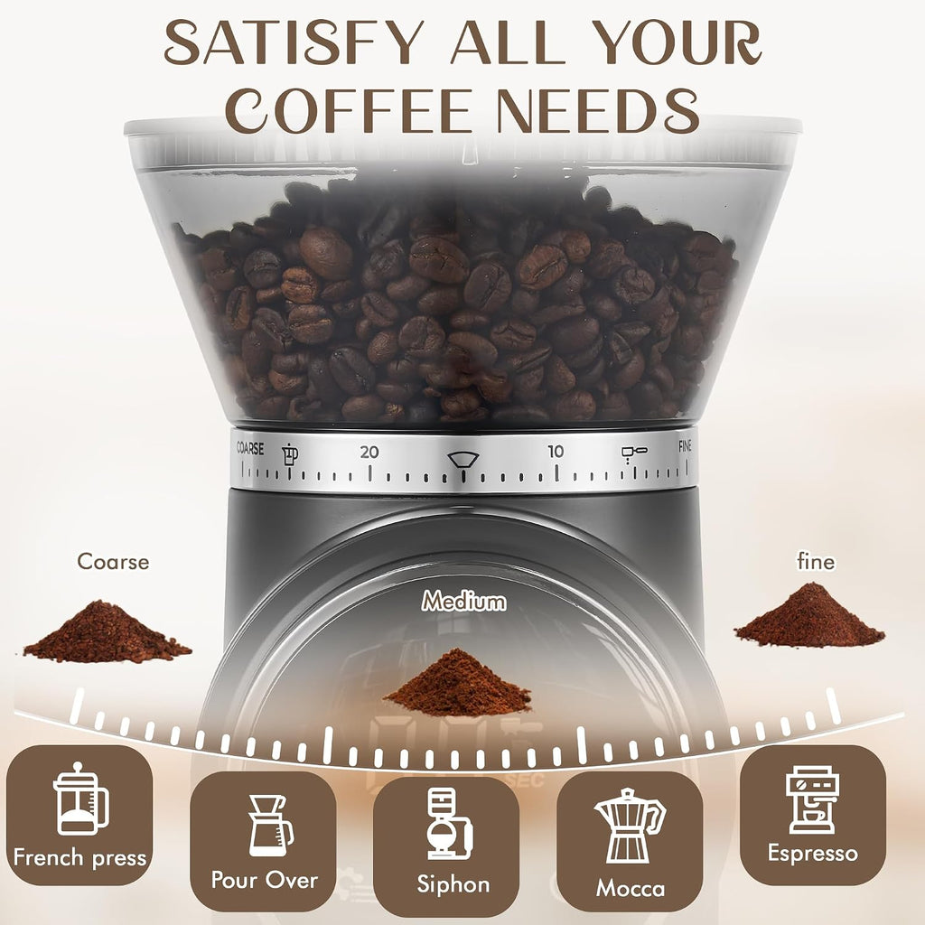 Electric Conical Burr Coffee Grinder, Touchscreen Coffee Grinder Use, Compact Burr Mill Grinder with 30 Grind