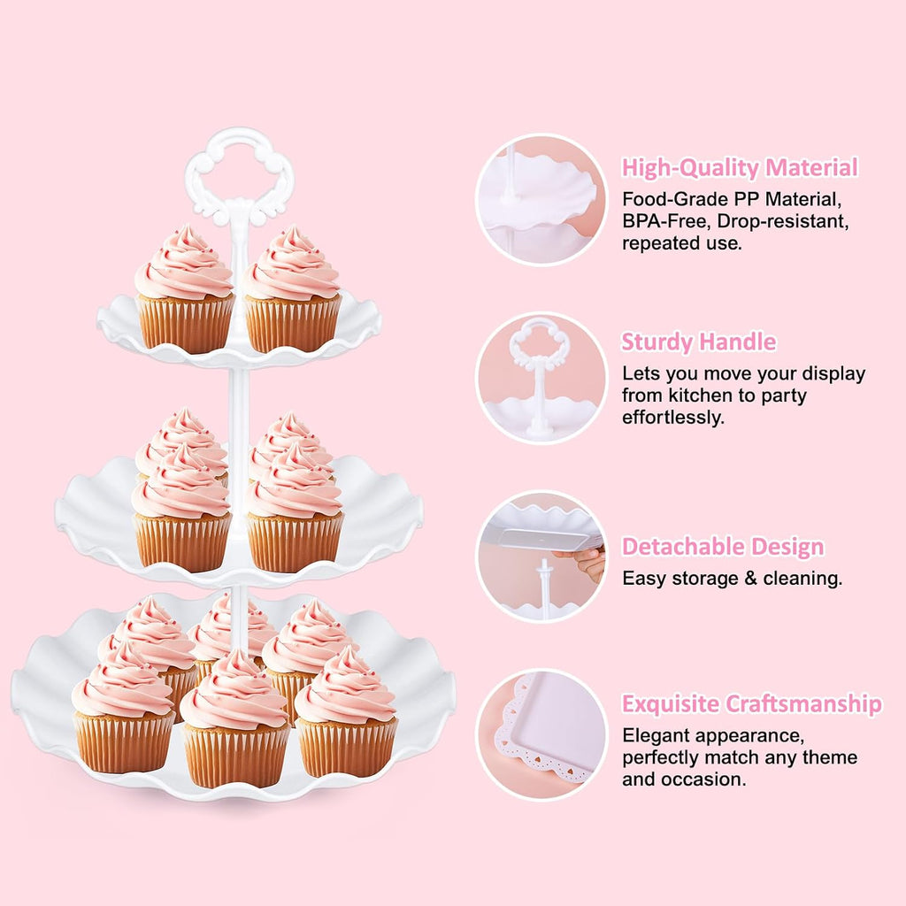 Cupcake Stand, Dessert Table Display Set,Tiered Tray Stand - Set of 36
