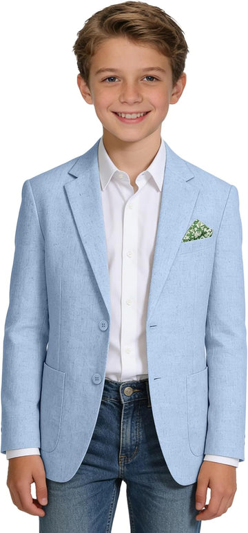 Linen Blazer for Boys Casual Suits Jackets Summer Kids Linen Sport Coats