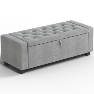 48" Ottoman Bench with Storage, Gray