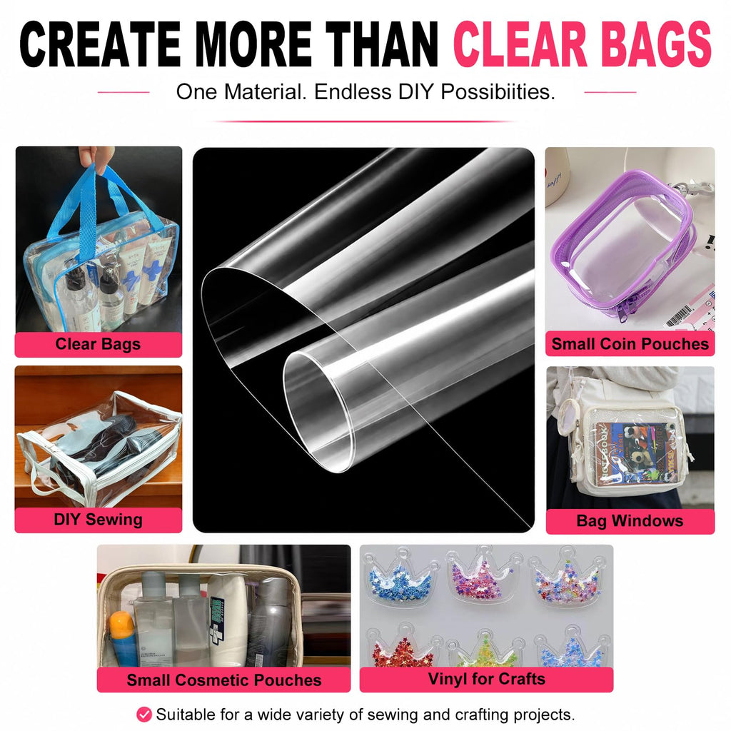 Clear PVC Vinyl Fabric 0.2mm, Soft Flexible Vinyl for Sewing & DIY