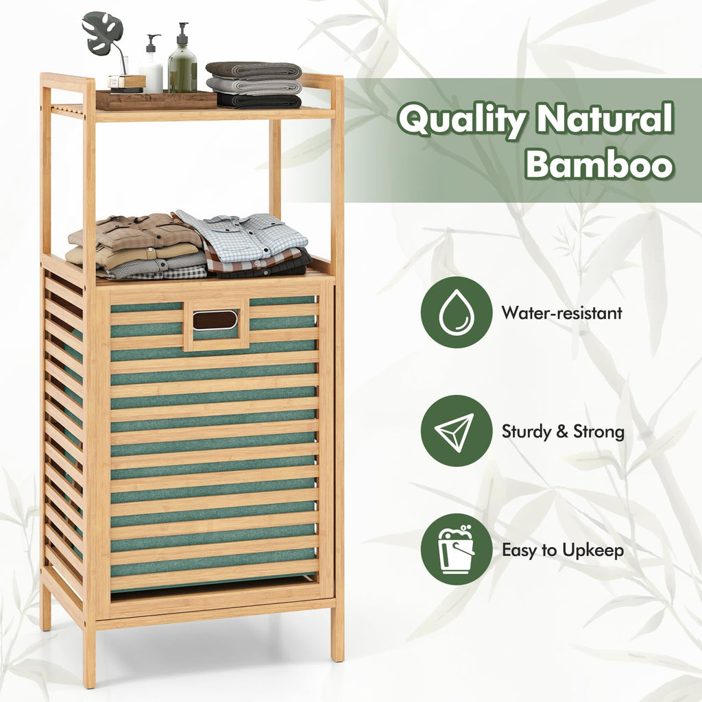 Bamboo Tilt-Out Laundry Hamper with Foldable & Removable Basket
