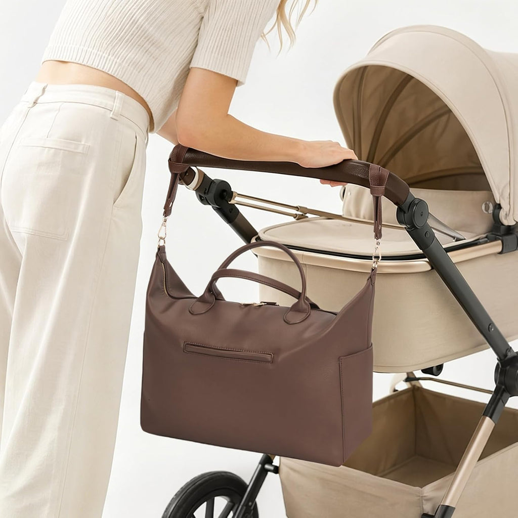 Diaper Bag Tote Convertible Vegan Leather Diaper Tote Backpack Diaper Mommy Bags Hospital Bag Work Totes