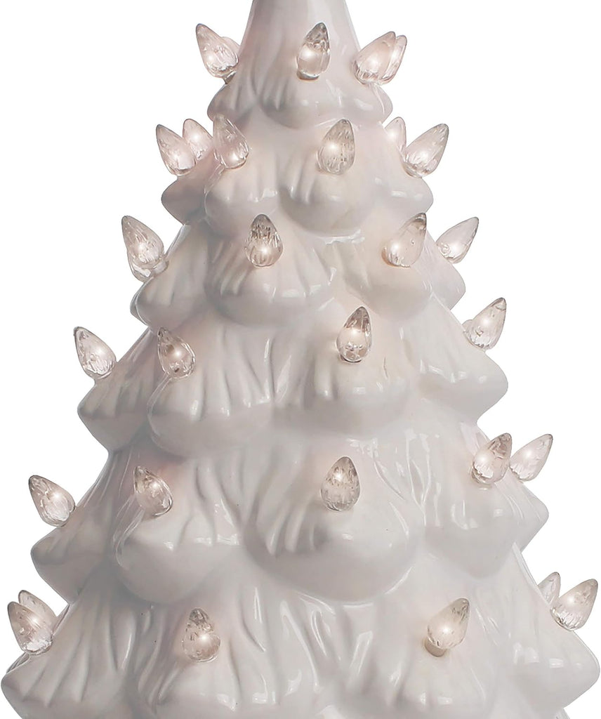 Ceramic Christmas Tree - Tabletop Tree with Lights - (15.5" White)