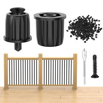 200 Pack Black Baluster Connectors for 3/4" OD Aluminum Deck Balusters, Anti-UV Round Balusters Connectors with