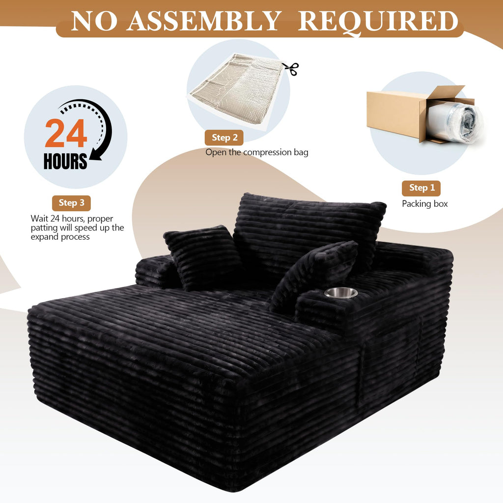 Oversized Boneless Chair, Chaise Lounge Chair Indoor, Black