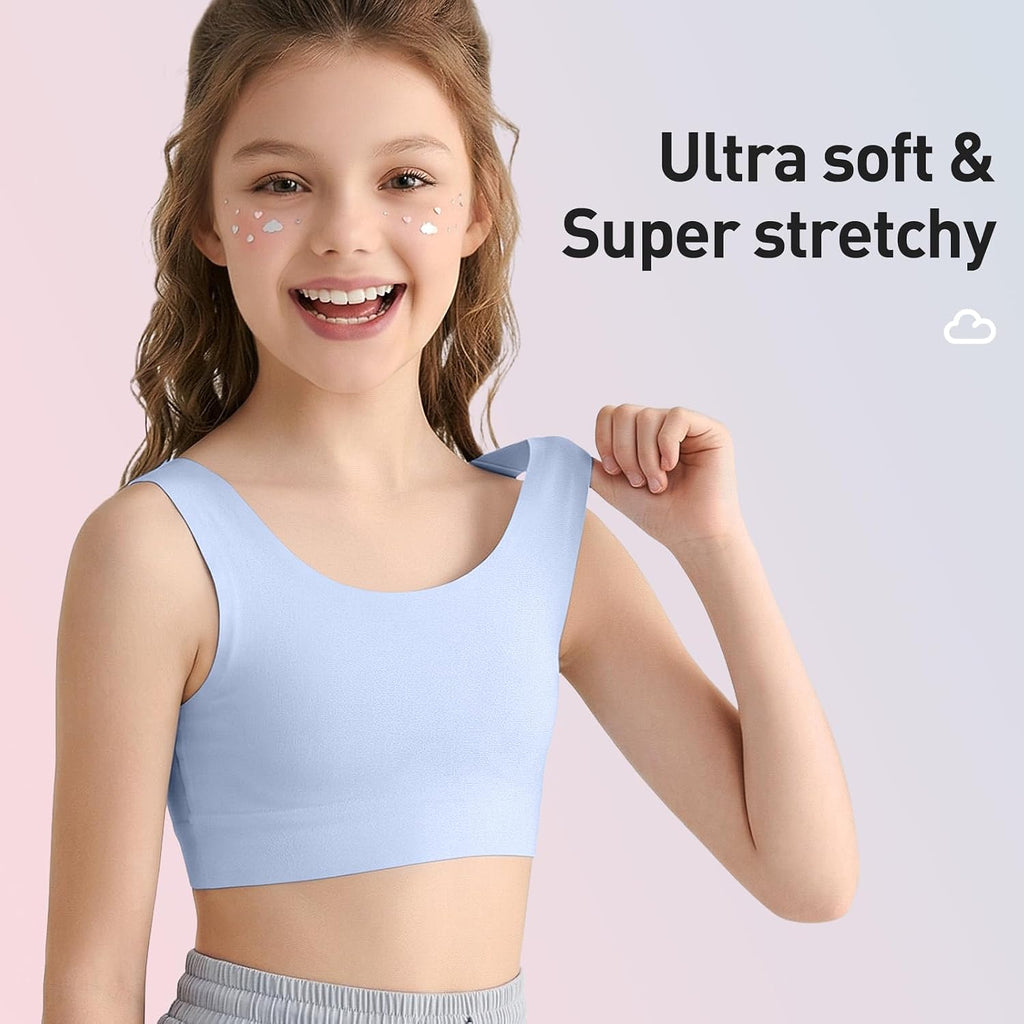 Girls Training Bras, Seamless No Pad Sports Bra Multipack