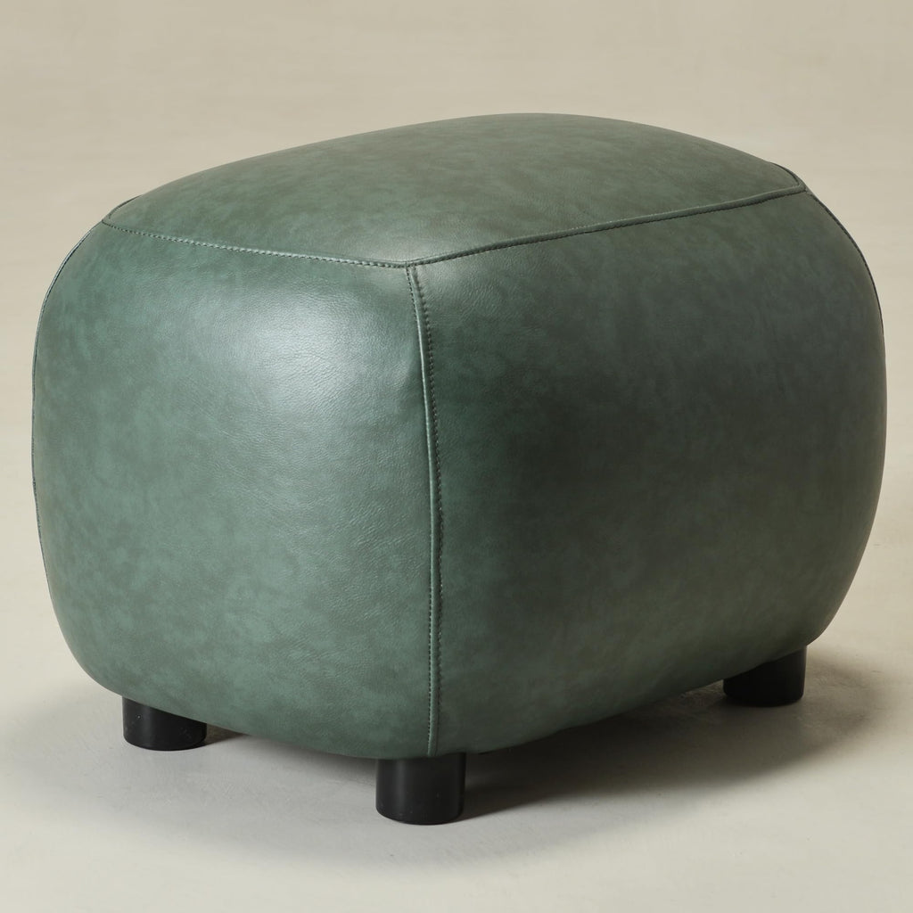 23" Wide Faux Leather Upholstered Ottoman Footrest, Green