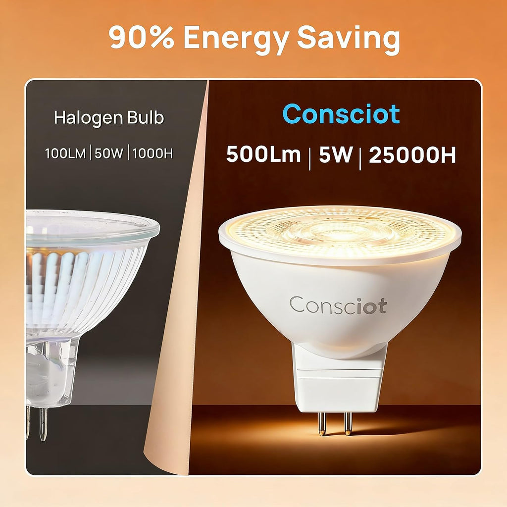 GU5.3 LED Bulb Dimmable, 5W (50W Equivalent), 2700K Soft White Light Bulb with 500lm 40° Beam Angle, 12V Low Voltage