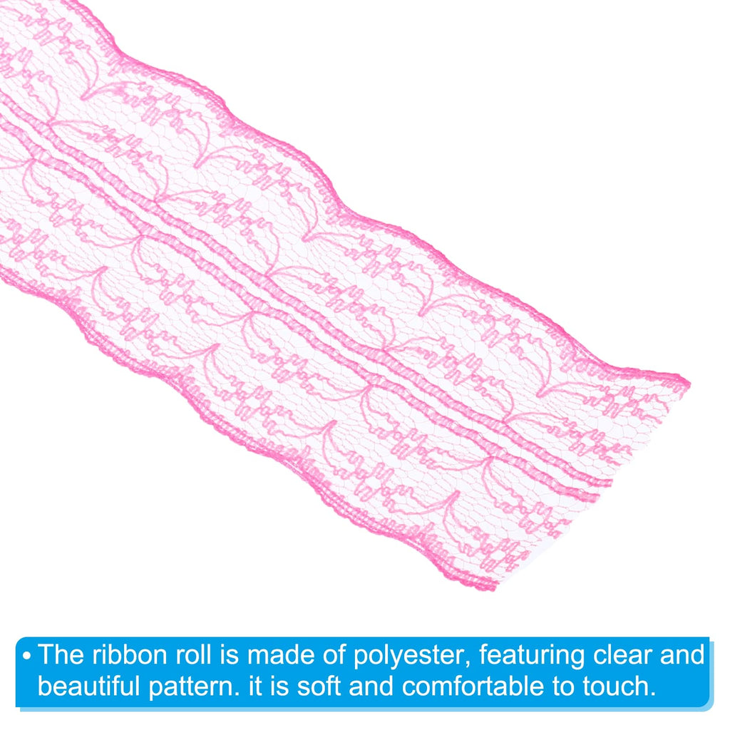 1.8 Inch x 25 Yards Lace Trim Ribbon, Non-Stretch Lace Sewing Roll Gift Package Floral Wrapping for Party Home Decor