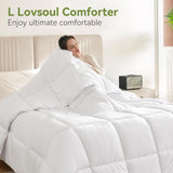 Down Alternative Oversized King Comforter, 120x98Inches, Polyester, White, All Season, Box Stitching