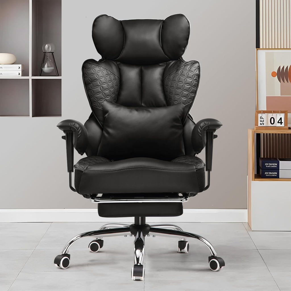 Big and Tall Gaming Chair 400lbs Heavy Duty Office Chair with Foot Rest & Ergonomic Pocket Spring Lumbar Support